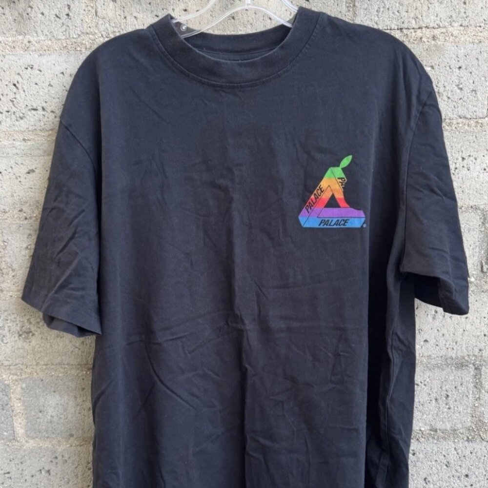 Palace Skateboards Jobsworth Tee T Shirt Black Apple Tri Ferg Mens Large USed